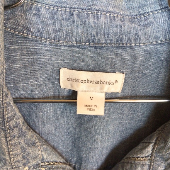 Christopher and Banks soft cotton chambray button down denim shirt. - Picture 2 of 7